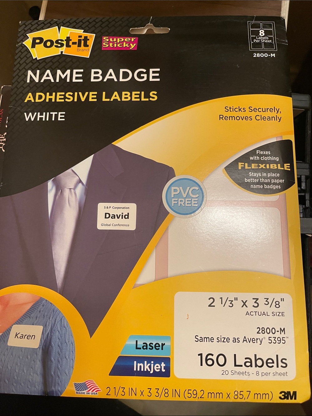 Post-it White Name Badge Adhesive Labels - 160 Count